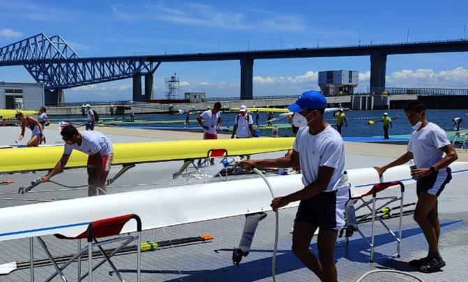 Indian rowers Arjun Lal Jat and Arvind Singh placed third in the men's lightweight double sculls repechage at the Tokyo Olympics on Sunday.