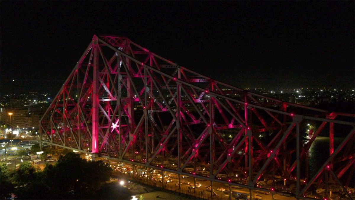 Howrah Bridge was illuminated on Monday to wish Indian athletes ahead of the Tokyo Olympics 