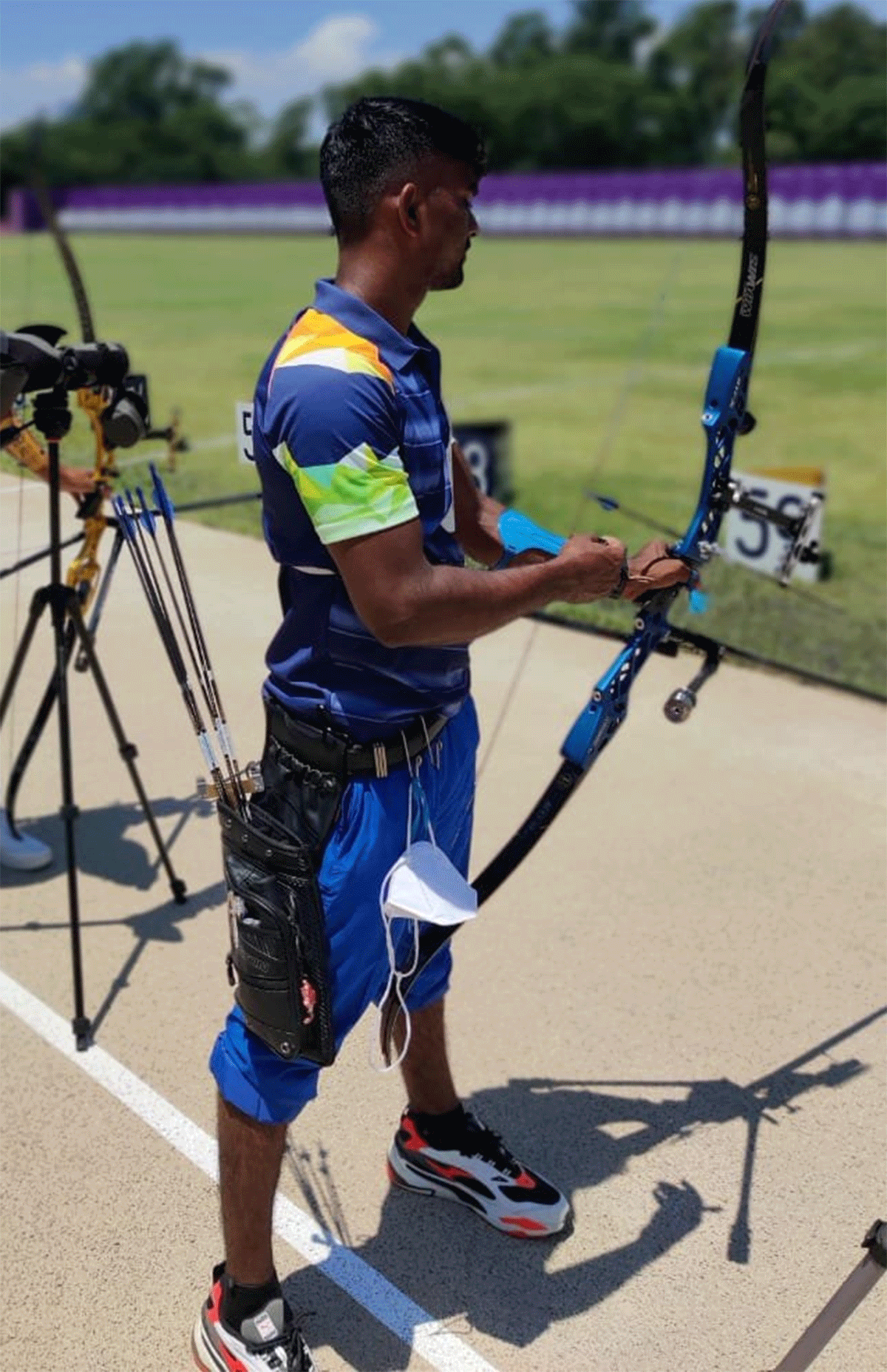 Archers Tarundeep Rai and Pravin Jadhav at a training session.