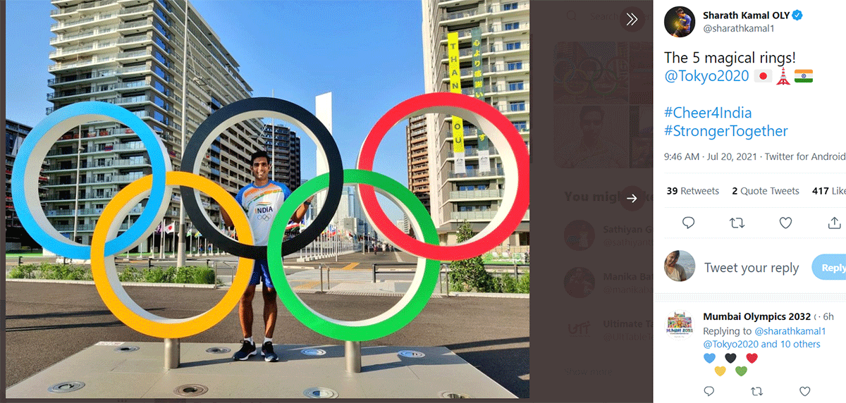 Sharath Kamal at Tokyo Games Village