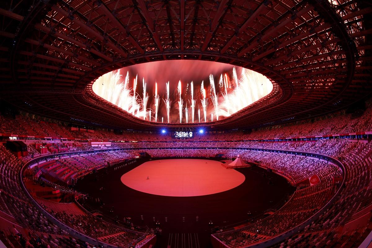 Fireworks light up the National stadium