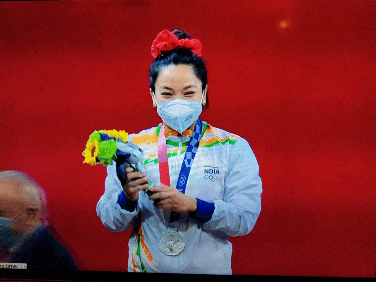 Mirabai Chanu Saikhom won silver at the Tokyo Olympics on Saturday 