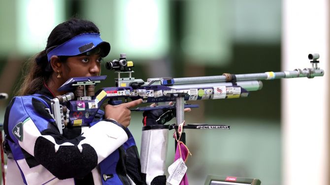 The Indian pair of Elavenil Valarivan (pictured) and Divyansh Singh Panwar finished 12th in the 10m Air Rifle mixed team event at the Olympics on Tuesday. 