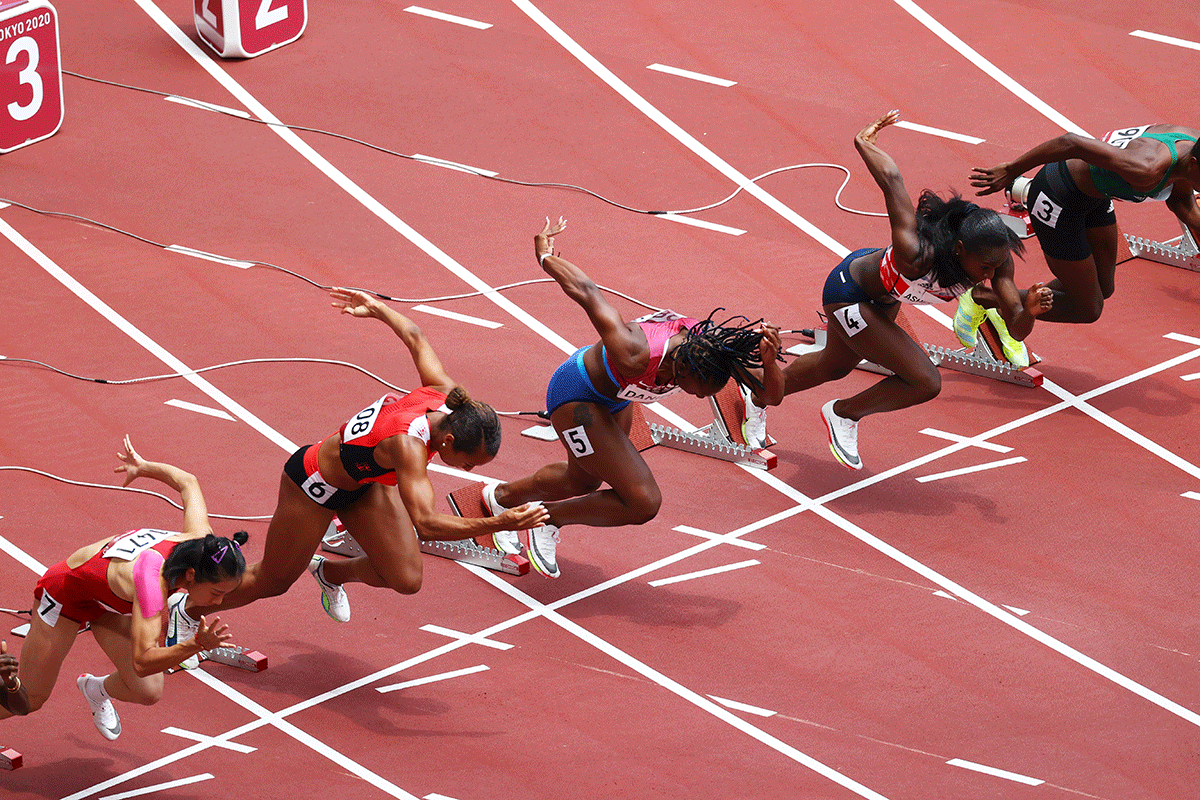 Teahna Daniels of the United States in action during Heat 1 