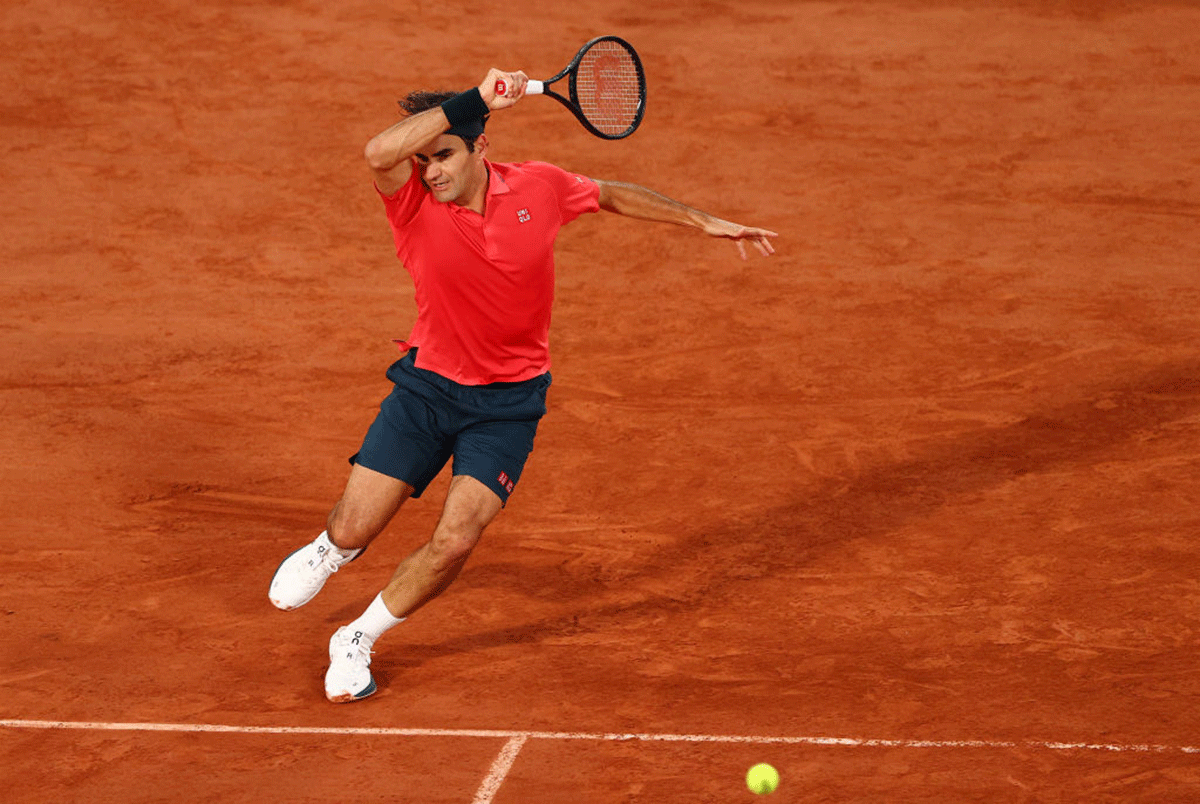 Switzerland's Roger Federer in action during his third round match against Germany's Dominik Koepfer.