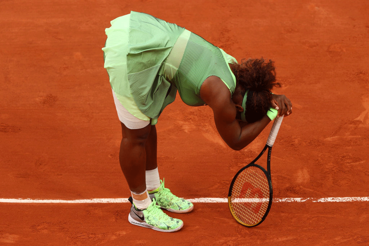 Serena Williams cuts a frustrated figure during her match on Sunday