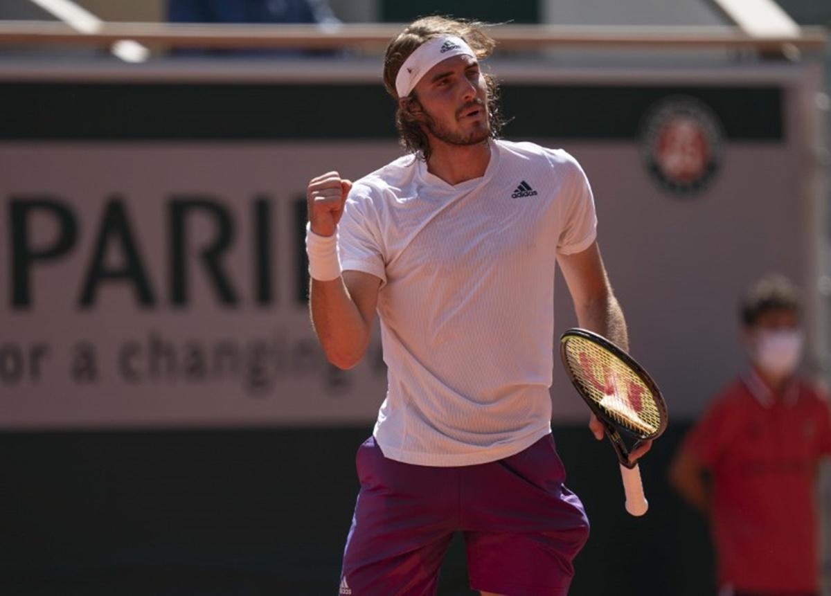 Greece's Stefanos Tsitsipas reacts during his semi-final against Germany's Alexander Zverev. 