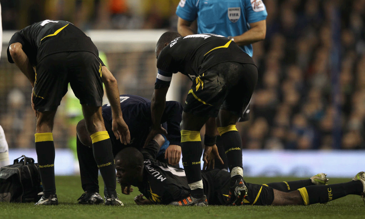 Fabrice Muamba collapsed on the pitch during an FA Cup match in 2012
