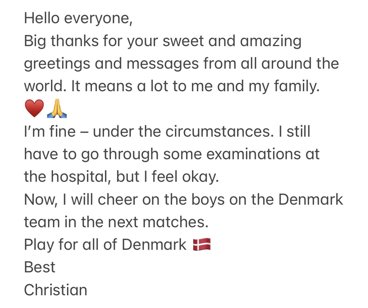 Christian Eriksen's message 