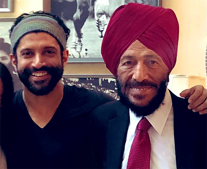 Farhan Akhtar with Milkha Singh