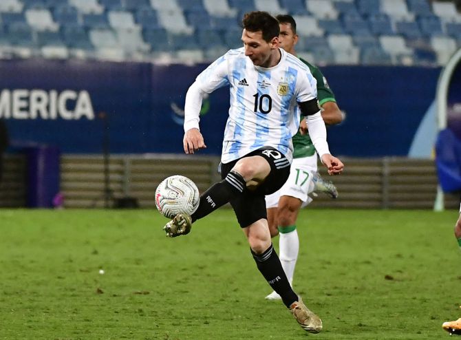 Lionel Messi during the match against Bolivia