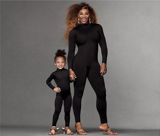 Serena Williams and Olympia in a Stuart Weitzman ad shoot 