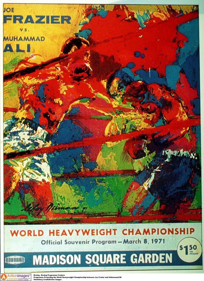 A boxing programme feature promoting the World Heavyweight Championship between Joe Frazier and Muhammad Ali.