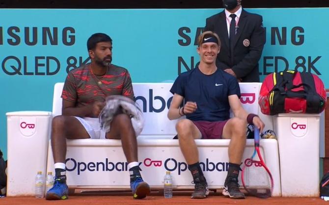 Rohan Bopanna and Denis Shapovalov after the win 