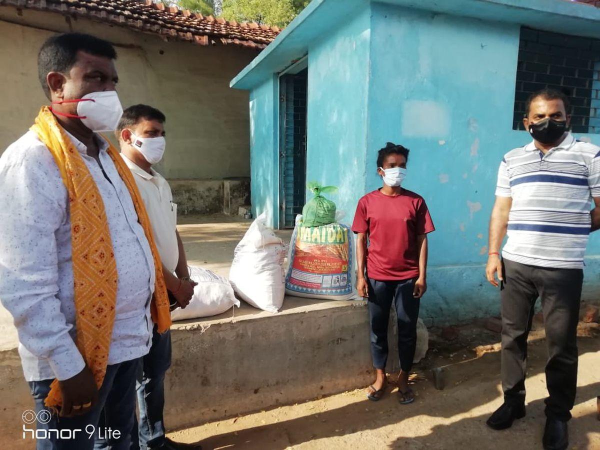 Footballer Sangeeta Soren receives ration and some financial help on behalf of the Jharkhand government 