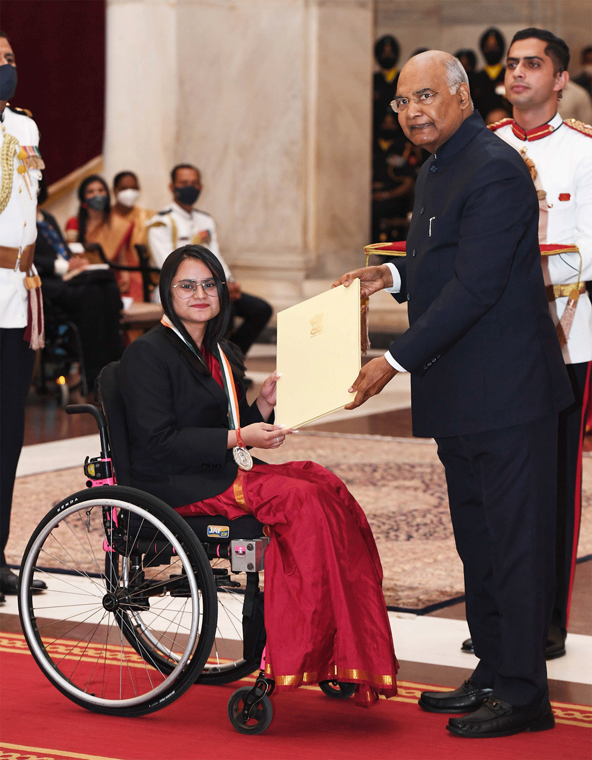 Paralympic gold-winning shooting Avani Lekhara receives the Khel Ratna Award