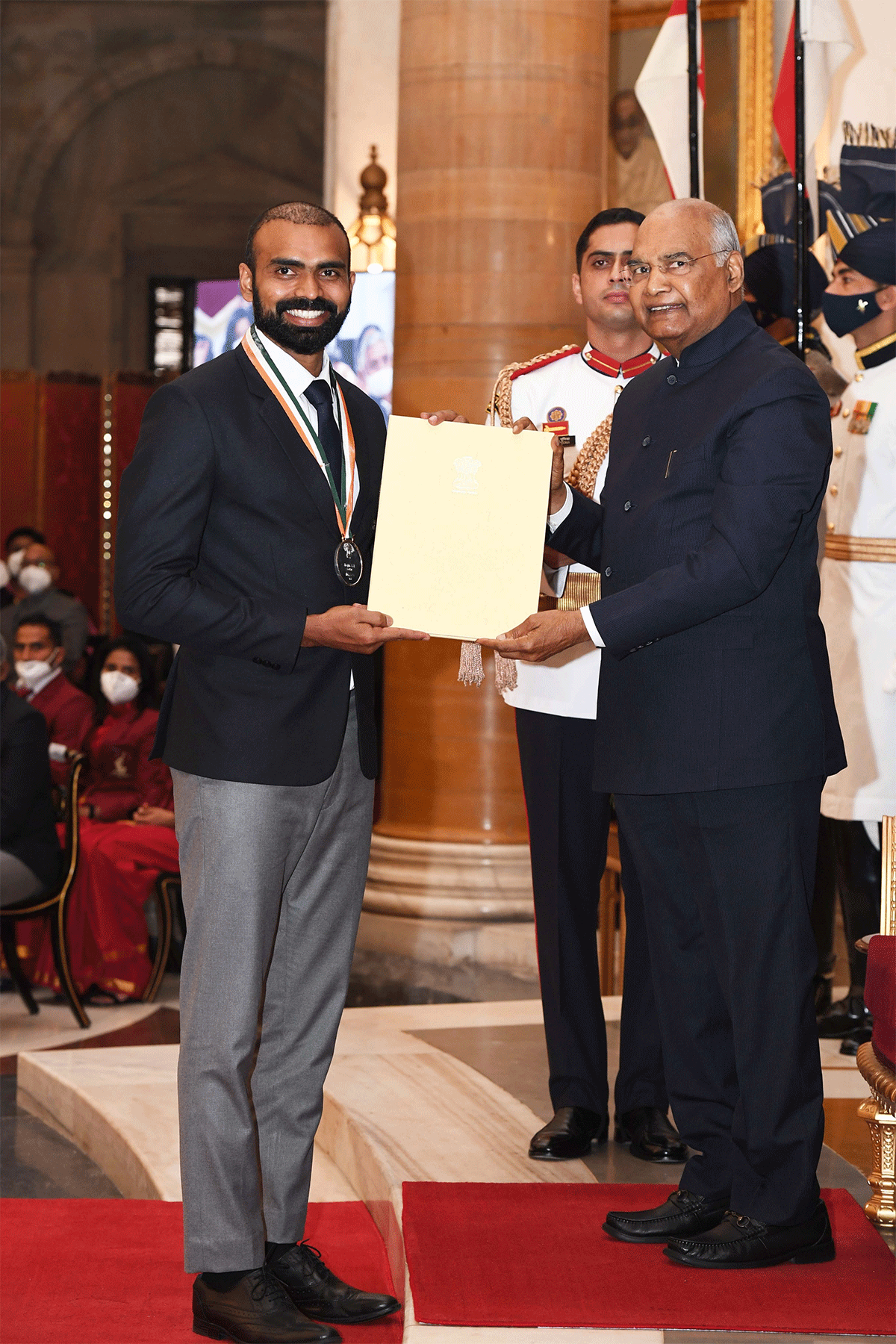 India hockey keeper PR Sreejesh receives the Khel Ratna Award