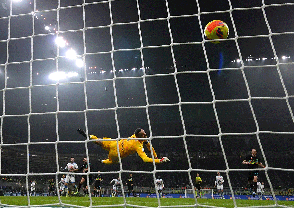 Napoli's Dries Mertens scores their second goal against Inter Milan in San Siro in Milan 