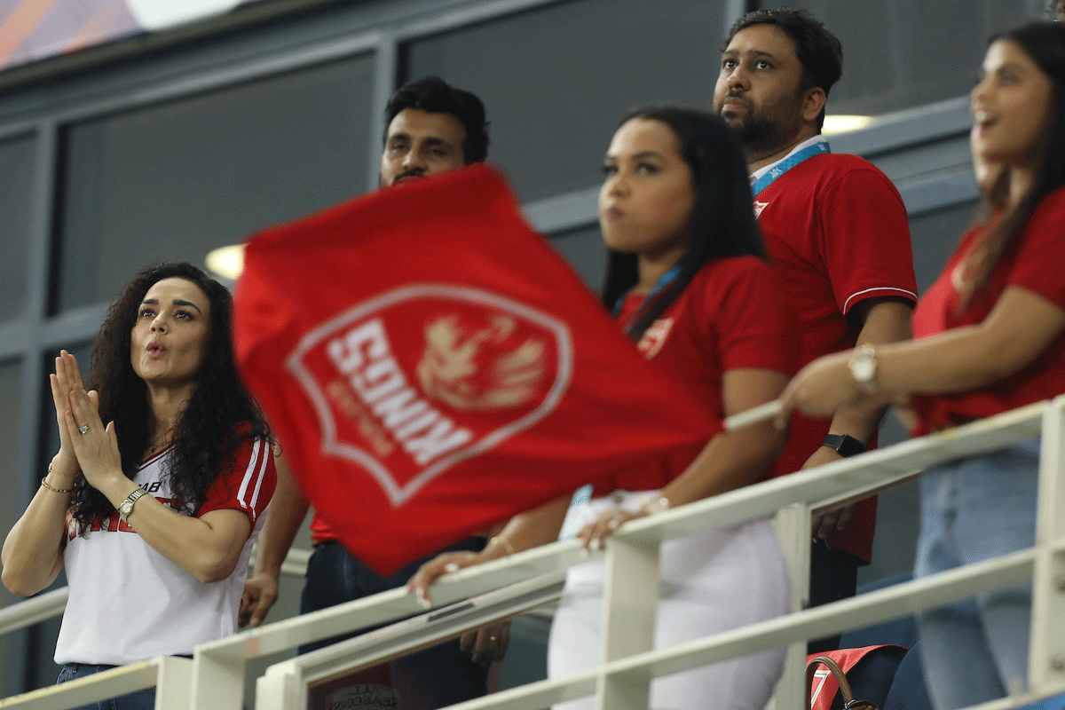 Preity Zinta along with friends cheer the team on