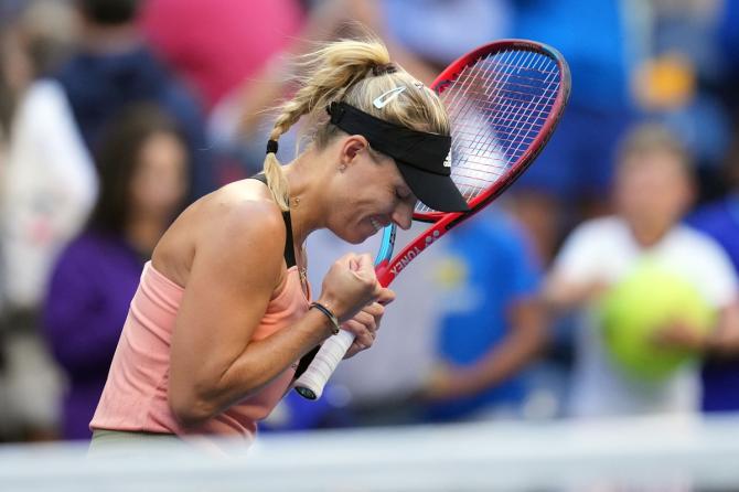 Germany's Angelique Kerber reacts after winning her third round match against Sloane Stephens of the United States.