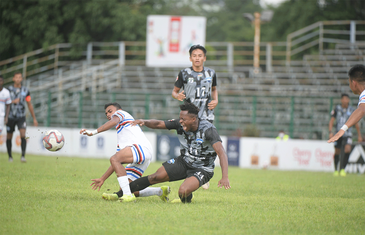 Action from the Durand Cup match played between Indian Navy and Delhi FC in Kolkata on Wednesday