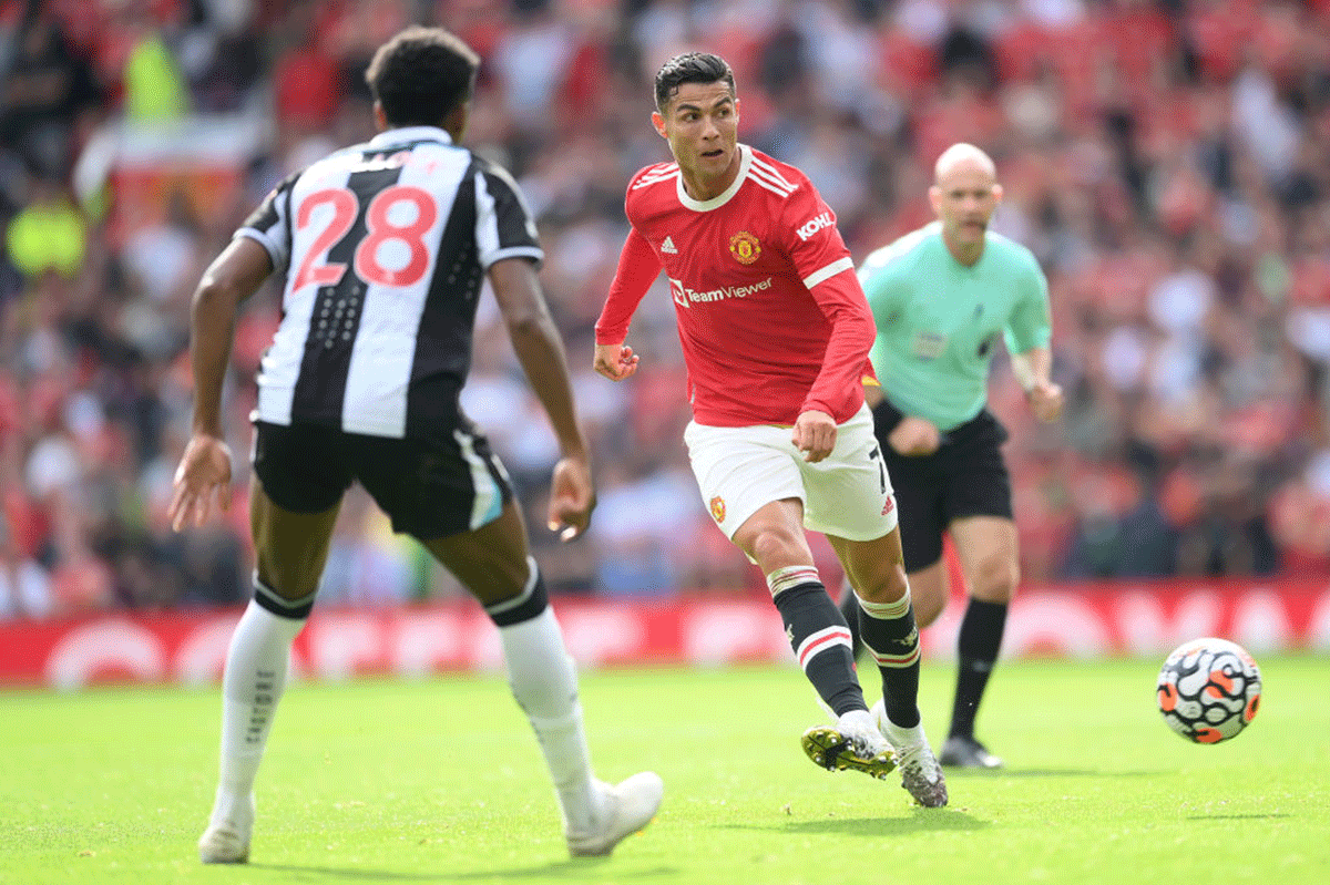 Manchester United's Cristiano Ronaldo in action during the Premier League match against Newcastle United at Old Trafford on Saturday.  The Portuguese forward said Ole Gunnar Solskjaer has the tools to win the league as well as the Champions League but added the team needed maturity.