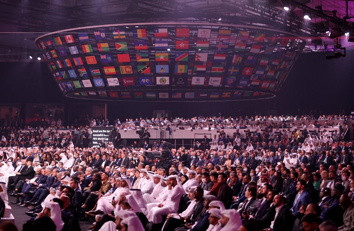 A general view of the 2022 FIFA World Cup finals draw ceremony