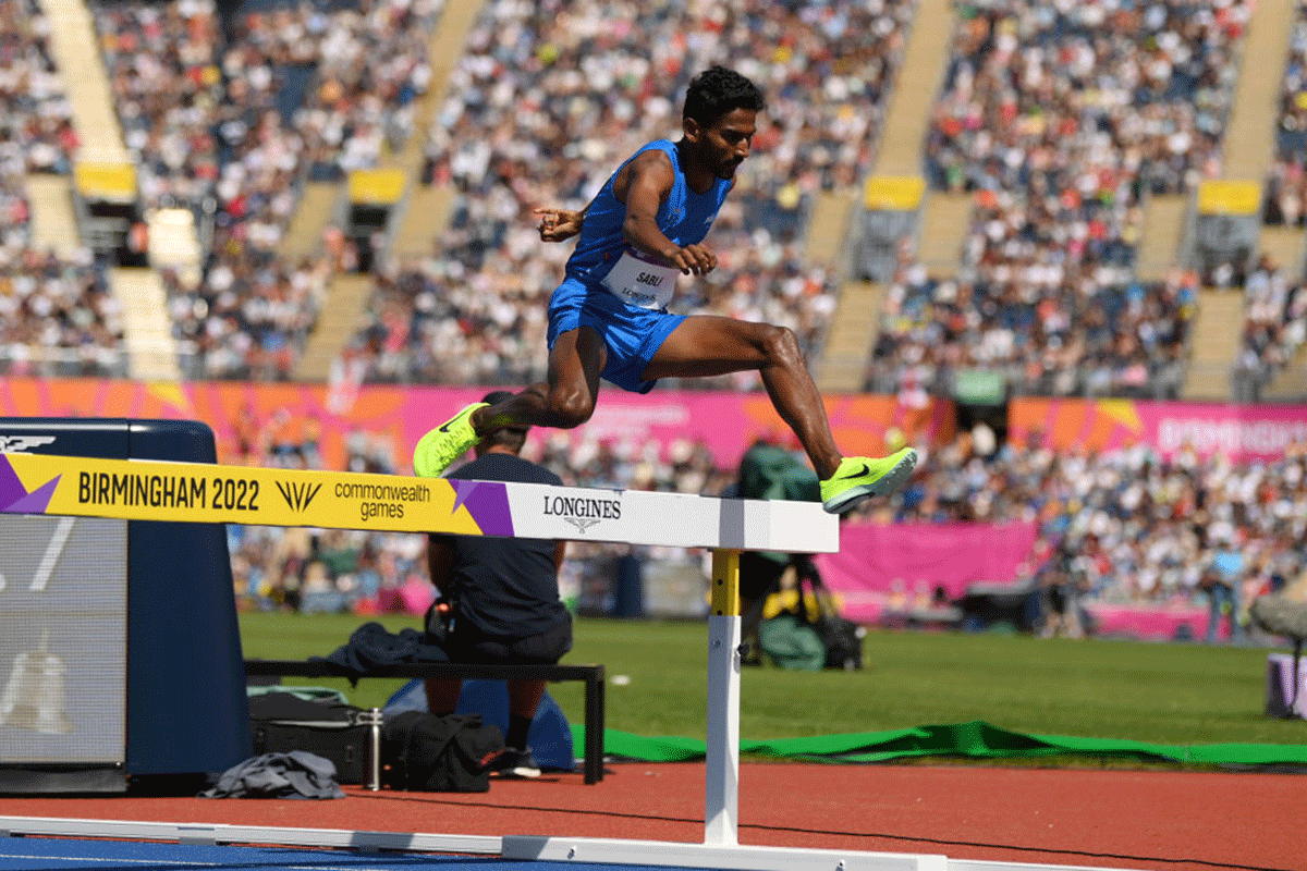 India's Avinash Mukund Sable competes in the Men's 3000m Steeplechase final