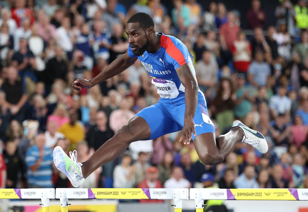 Kyron McMaster of British Virgin Islands competes during the men's 400m Hurdles final.