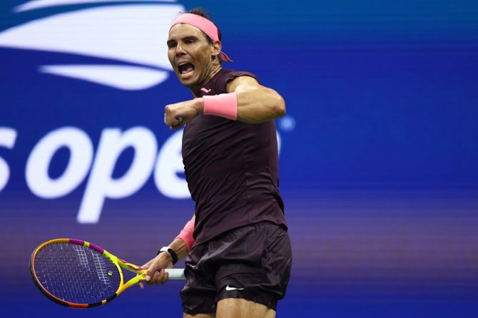 Spain's Rafael Nadal celebrates victory over Australia's Rinky Hijikata