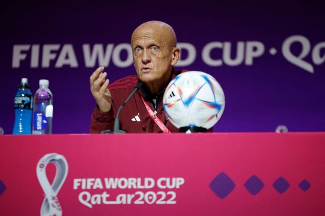  Chairman of the FIFA referees committee, Pierluigi Collina during the briefing 