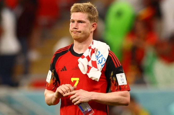  Belgium's Kevin De Bruyne looks dejected after the match as Belgium are eliminated from the World Cup 