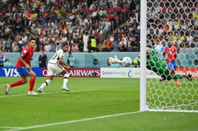  Germany's Serge Gnabry scores the team's first goal during the FIFA World Cup Qatar 2022 Group E match between Costa Rica and Germany 