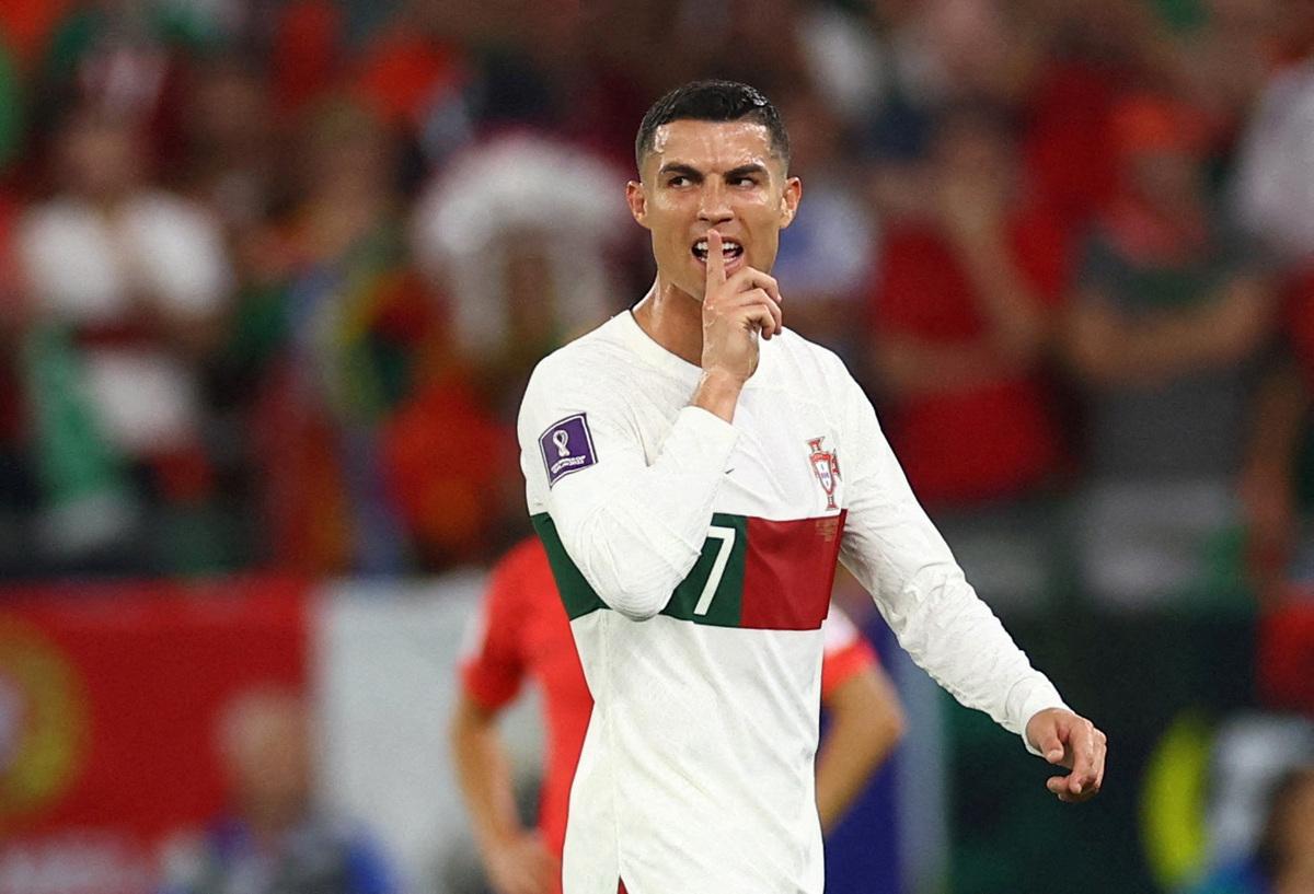 Portugal's Cristiano Ronaldo reacts