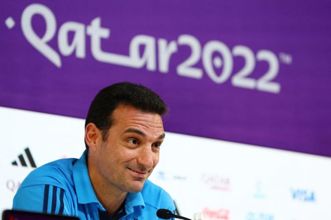 Argentina coach Lionel Scaloni during the press conference