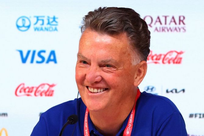 Netherlands coach Louis van Gaal during the press conference