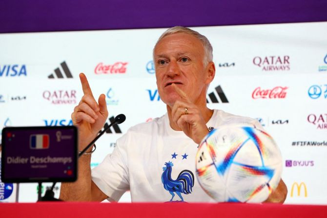 France coach Didier Deschamps during the press conference
