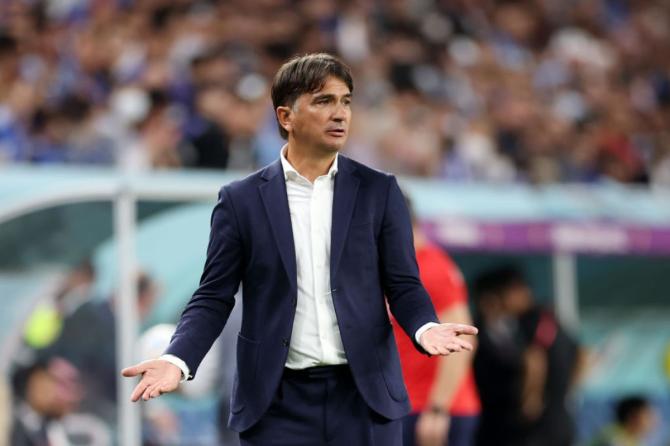 Zlatko Dalic, Head Coach of Croatia, reacts during the FIFA World Cup Qatar 2022 Round of 16 match 