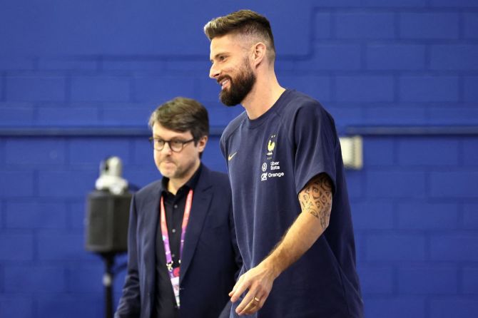 France's Olivier Giroud during the press conference