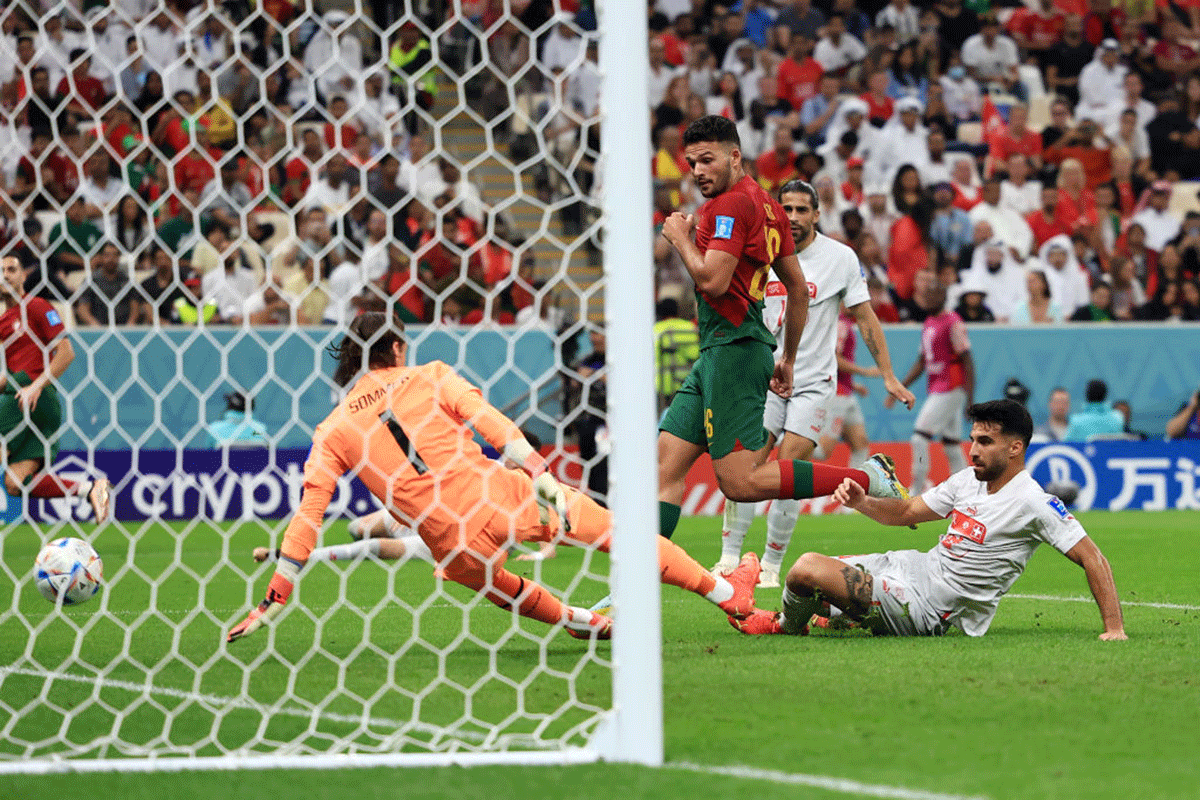Portugal's Goncalo Ramos scores the third goal