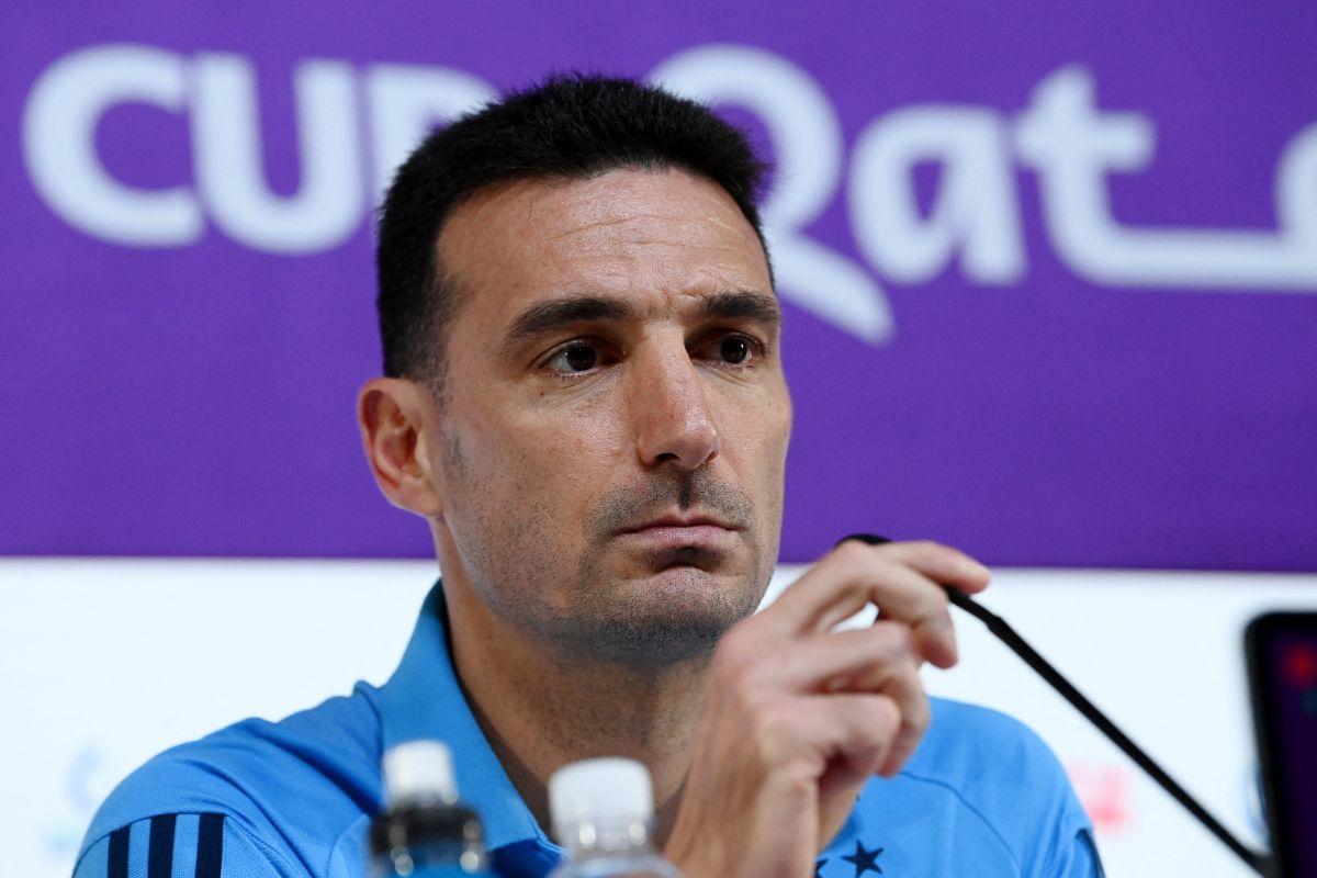 Argentina coach Lionel Scaloni during the press conference