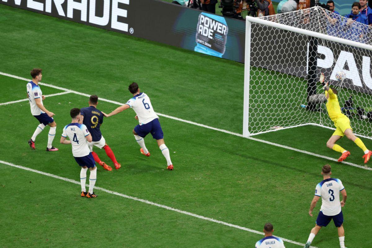 France's Olivier Giroud scores the team's second goal