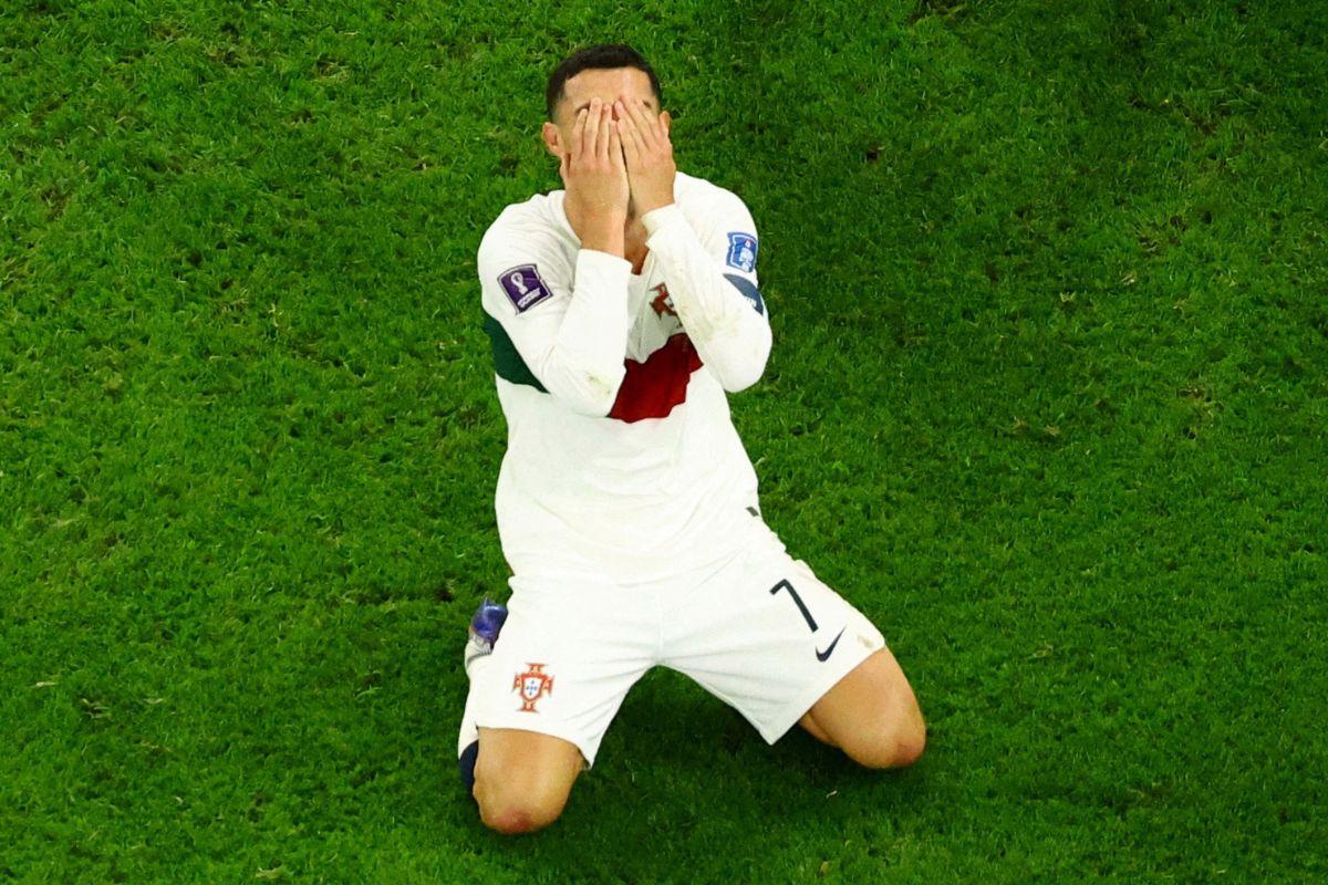 Portugal's Cristiano Ronaldo looks dejected after the match as Portugal are eliminated from the World Cupl