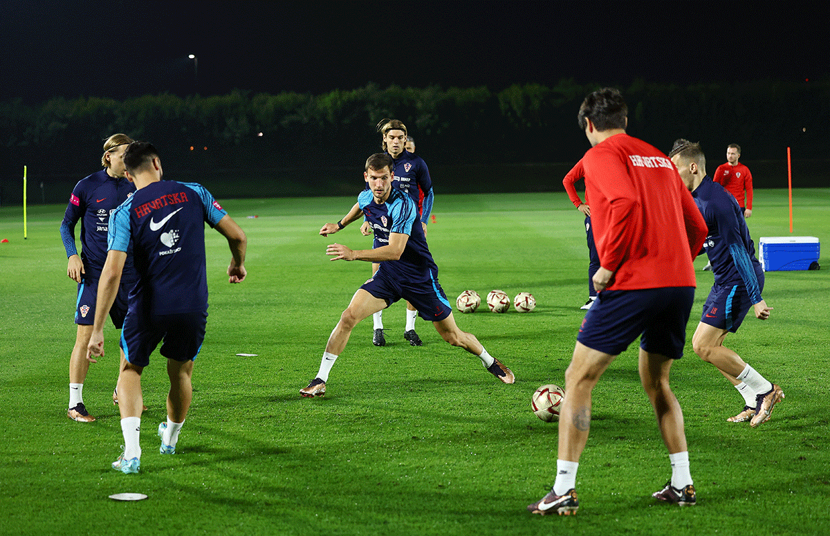 Croatia players at a training session on Sunday, December 11