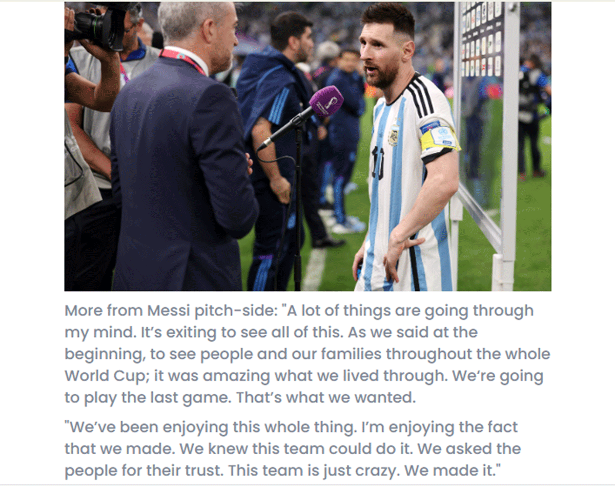 Messi's quotes post match