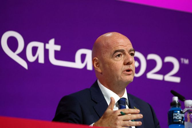 FIFA president Gianni Infantino during the press conference