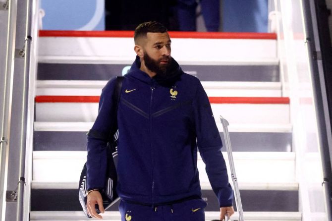 France's Karim Benzema arrives in Doha for the FIFA World Cup Qatar 2022
