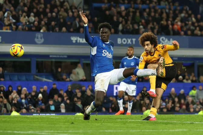 Wolverhampton Wanderers' Rayan Ait-Nouri scores their second goal