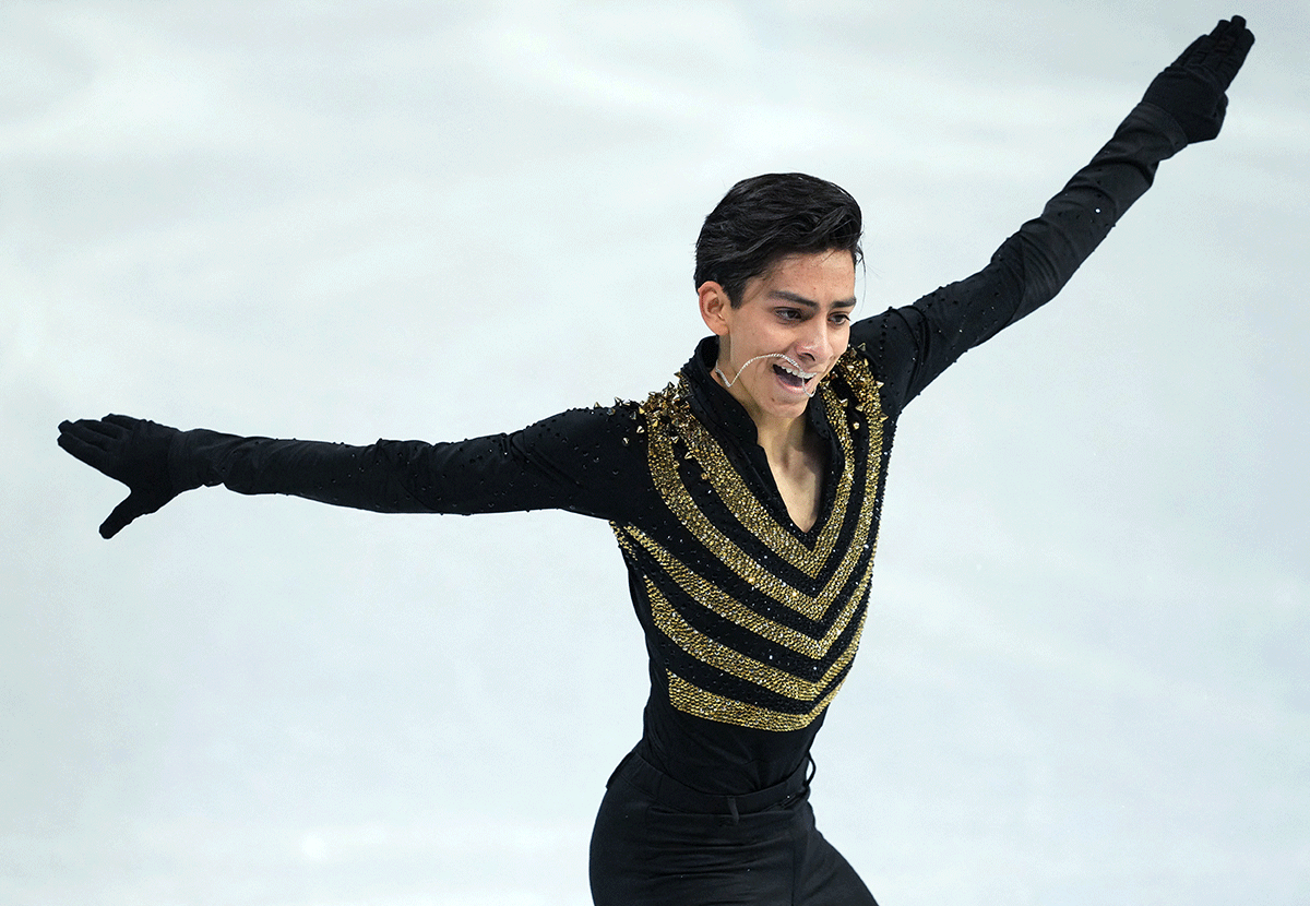 Donovan Carrillo of Mexico in action during Figure Skating, Men Single Skating Short Program at Capital Indoor Stadium, Beijing on Tuesday