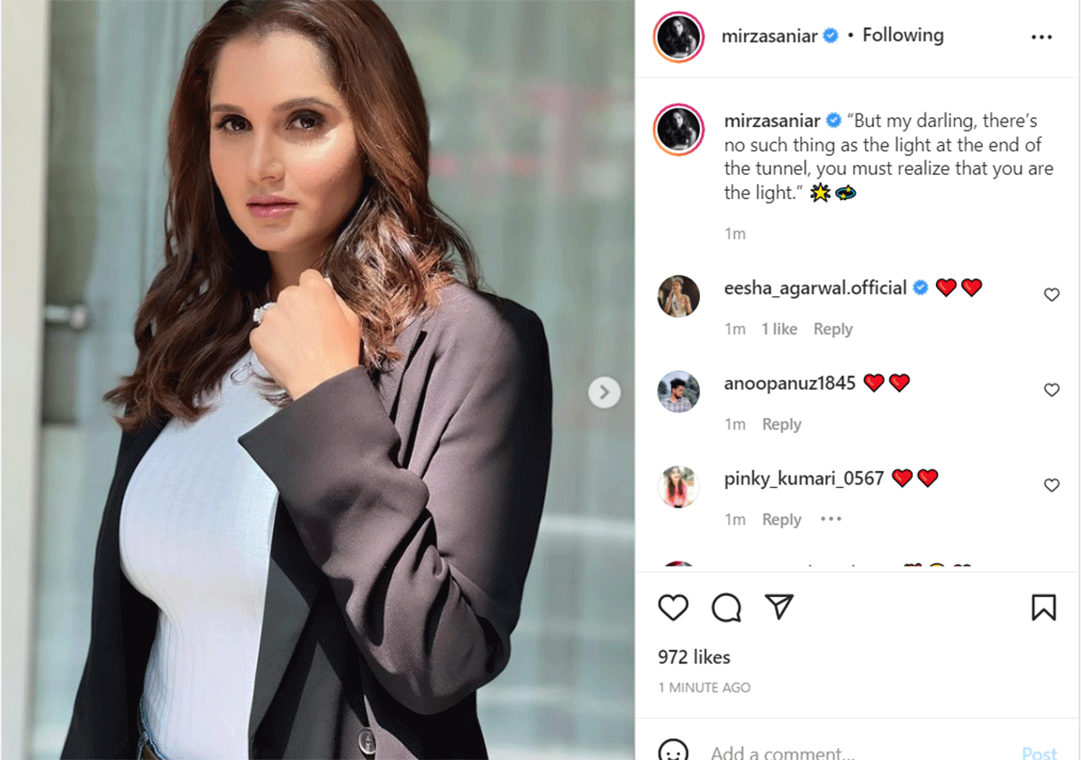 Sania Mirza gets thoughtful on Instagram